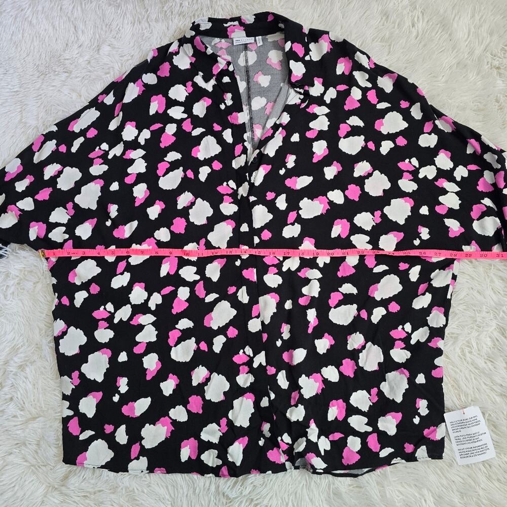 NWT Asos Design Oversized Long Sleeve Pink Mono Splodge Print Button Up Blouse - Picture 7 of 10